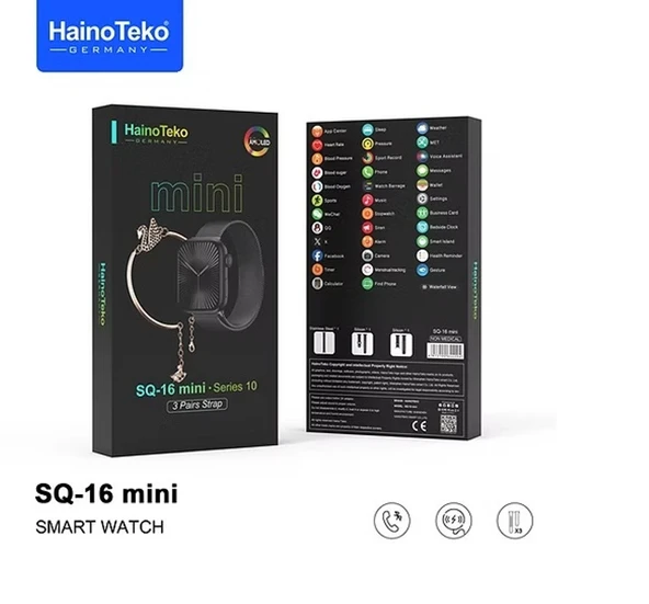 Haino Teko Germany SQ16 Mini Akıllı Saat, 3 Kordon 1 Adet Bileklik Hediyeli ürün görseli 1