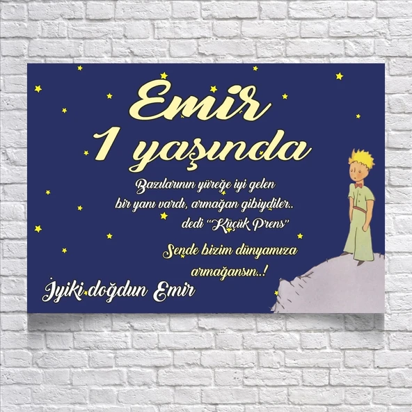 Küçük Prens Temalı Doğum Günü Afişi  100x150 Cm ürün görseli 1