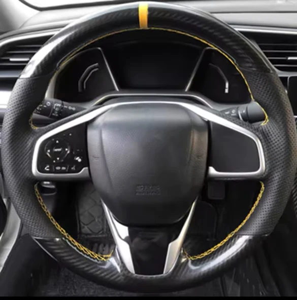 Honda Civic Fc5 Araca Özel Direksiyon Kılıfı (5D KRİSTAL KARBON NOKTA) ürün görseli 1