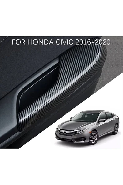 Honda Civic FC5 FK7 Type-R için 2016-2021 Karbon Fiber Kapı Kol Dayama Koruyucu Kapak Trim ürün görseli 1