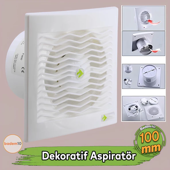 100 mm Dekoratif Banyo Wc Mutfak Büro Aspiratörü Havalandırma Fan Kirli Hava Kötü Koku Egzoz Fanı ürün görseli 1