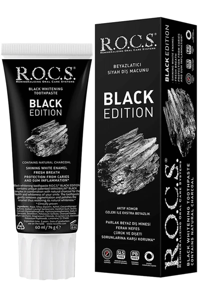R.O.C.S. Rocs Black Edition Charcoal Diş Macunu 60 Ml (sls,paraben Içermez) ürün görseli 1