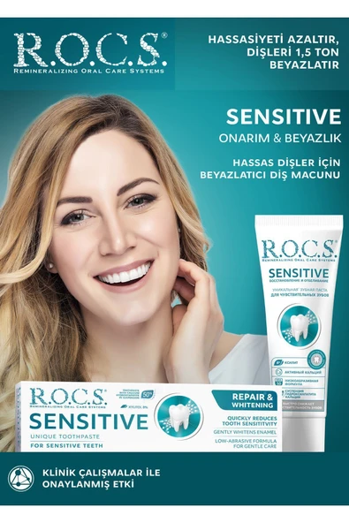 R.O.C.S. Rocs Sensitive Diş Macunu Onarım Ve Beyazlatma 94g ürün görseli 1