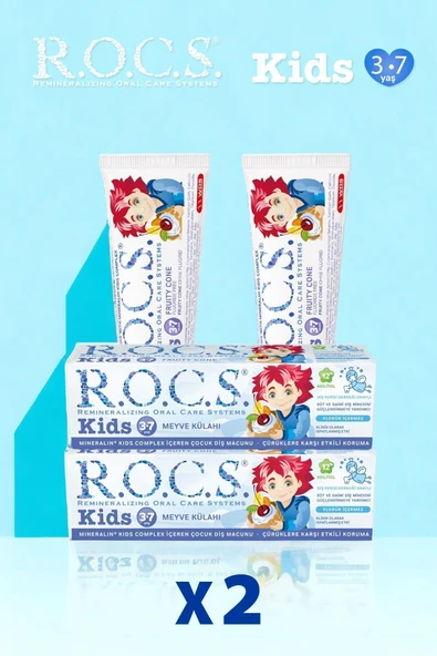 R.O.C.S. Rocs Kids 3-7 Yaş Diş Macunu Meyve Florürsüz 45g X 2 Adet ürün görseli 1