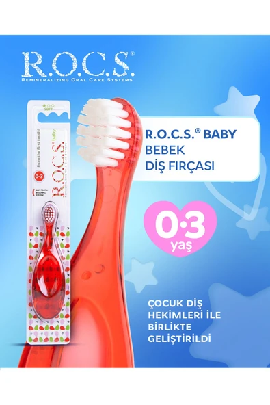 R.O.C.S. Rocs Baby Bebekler Için Diş Fırçası Kırmızı 0-3 Yaş Baby Extra Soft 4607152730333k ürün görseli 1