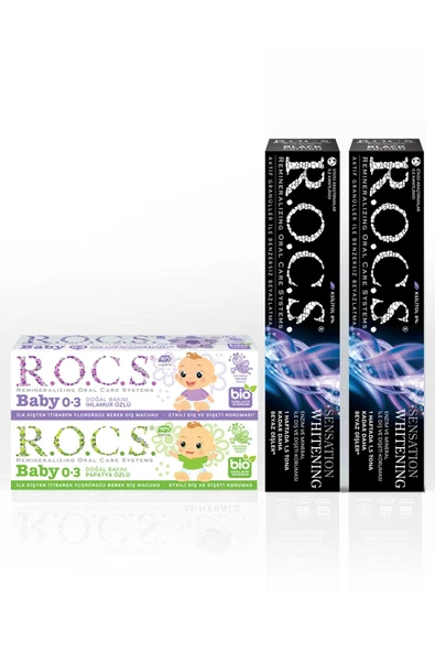 R.O.C.S. R.o.c.s Sensation Whitening Macun Ve 0-3 Baby Macun(2 SENSATİON-1 IHLAMUR-1 PAPATYA) ürün görseli 1