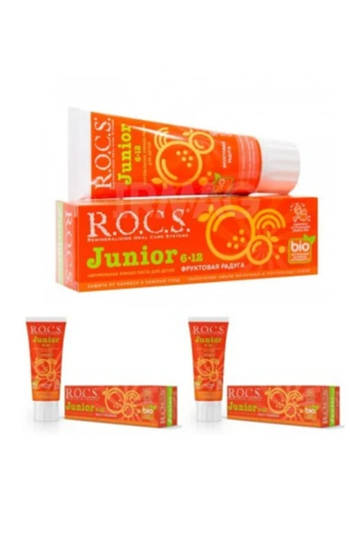 R.O.C.S. Rocs Junior 6-12 Yaş Diş Macunu - Meyveli Gökkuşağı Tadında 60 Ml X 3 Adet ürün görseli 1