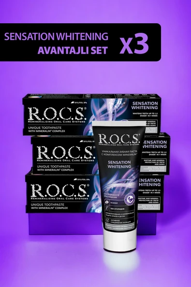 R.O.C.S. Rocs Sensation Whitening Beyazlatıcı Parlatıcı Diş Macunu 60 ml X3 ürün görseli 1