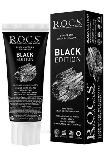 R.O.C.S. Black Edition Beyazlatıcı Diş Macunu 60 ml Beyazlatıcı etkili siyah diş macunu dolunaytcrt1750 ürün görseli 1