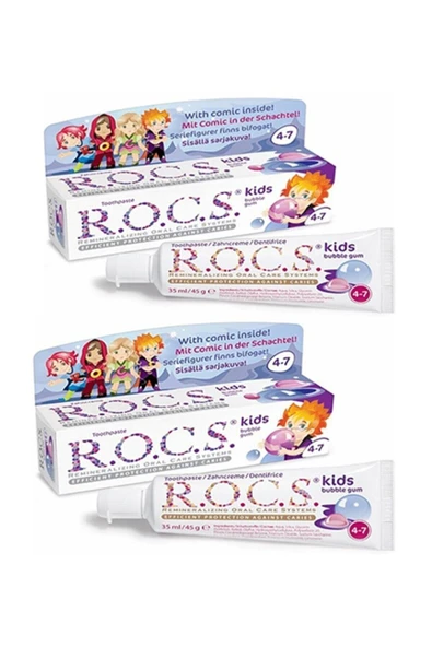 R.O.C.S. Rocs Kids 4-7 Yaş Meyveli Çocuk Diş Macunu (balon Sakızı) 35ml. (2 Adet) ürün görseli 1