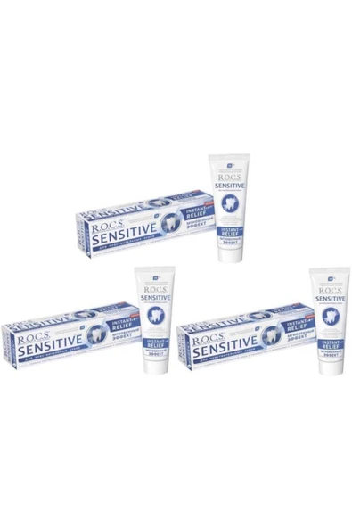 R.O.C.S. Rocs Sensitive Hassas Dişler Için Anında Rahatlık Diş Macunu 75 Ml X 3 Adet ürün görseli 1