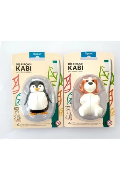 R.O.C.S. Rocs Flipper Hijyenik Diş Fırçası Kabı Penguen Köpek ürün görseli 1