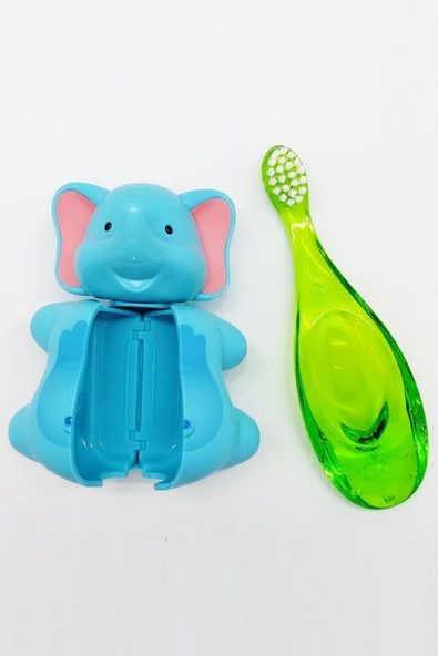 R.O.C.S. Baby 0-3 Yaş Diş Fırçası Ve Flipper Hijyenik Saklama Kabı Seti - Fil Figürlü-yeşil Fırça ürün görseli 1