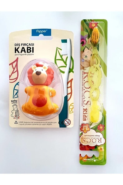 R.O.C.S. Diş Fırçası Ve Flipper Hijyenik Saklama Kabı Seti - Aslan Fiğürlü ürün görseli 1