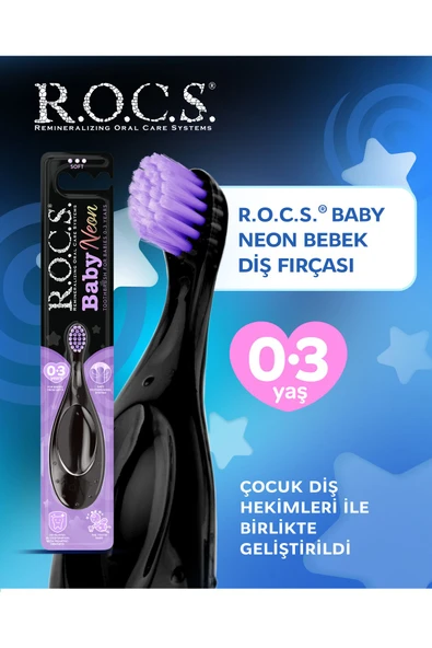R.O.C.S. Baby Neon 0-3 Yaş Için Ekstra Yumuşak Diş Fırçası - Mor ürün görseli 1