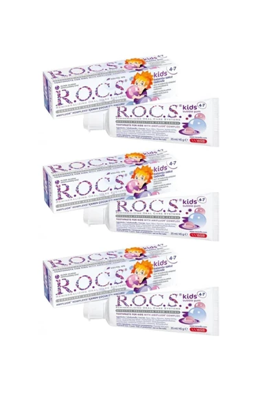 R.O.C.S. Rocs Kids 4-7 Yaş Diş Macunu Balon Sakızı 45 G 3'lü ürün görseli 1