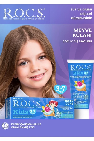 R.O.C.S. Rocs Kids 3-7 Yaş Meyveli Çocuk Diş Macunu Meyve Külahı 35ml. ürün görseli 1