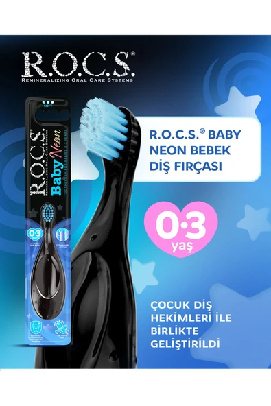 R.O.C.S. Baby Neon 0-3 Yaş Için Ekstra Yumuşak Diş Fırçası - Mavi ürün görseli 1