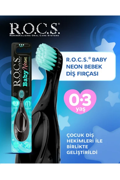 R.O.C.S. Baby Neon 0-3 Yaş Için Ekstra Yumuşak Diş Fırçası - Turkuaz ürün görseli 1