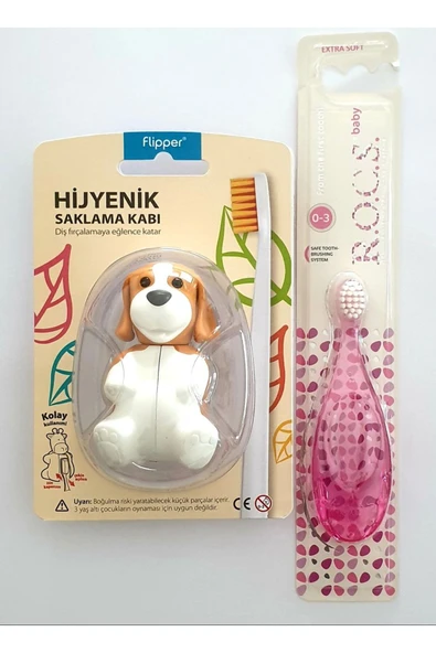 R.O.C.S. 0-3 Yaş Pembe Diş Fırçası ve Köpek Figürlü Saklama Kabı ürün görseli 1