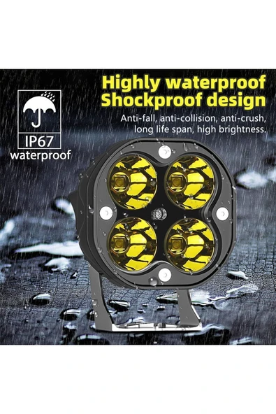 ASTRALED  2 ADET Off Road Arazi Aracı ve Motosiklet Uyumlu 3 inç Amber Sarı Renk Çalışma Ve Sis Lambası ürün görseli 1