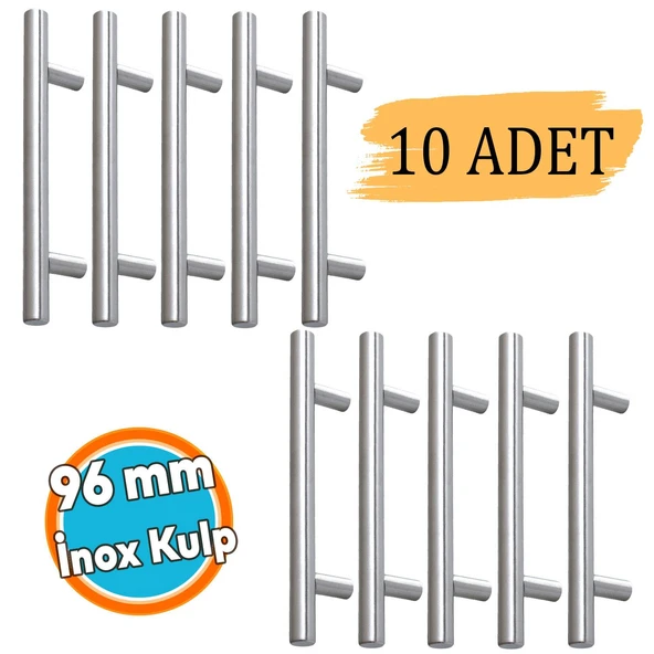 10 Adet İnox Metal Mobilya Mutfak Çekmece Dolap Dolabı Kulbu Kulpu Kulpları (96 mm - 9.6 cm) ürün görseli 1
