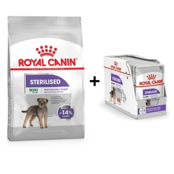 Royal Canin Mini Sterilised Kısır Köpek Maması 3 Kg + 12 Adet Yaş Mama ürün görseli 1