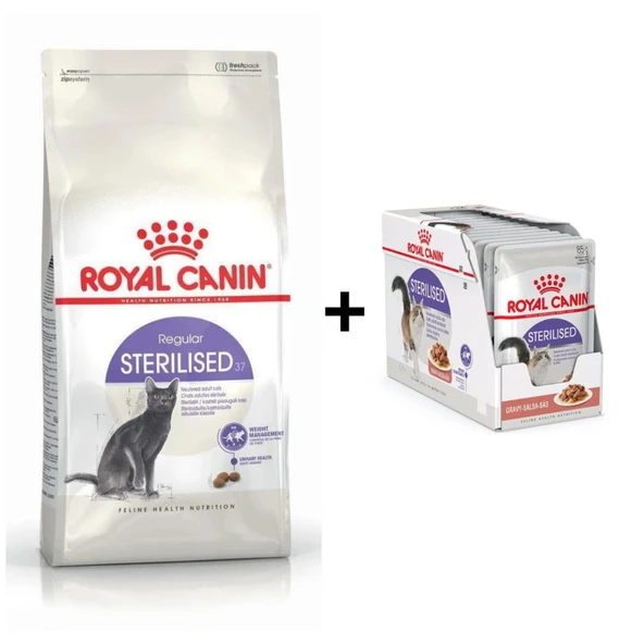 Royal Canin Sterilised Kısırlaştırılmış Kedi Maması 2 Kg + 12 Adet Yaş Mama ürün görseli 1