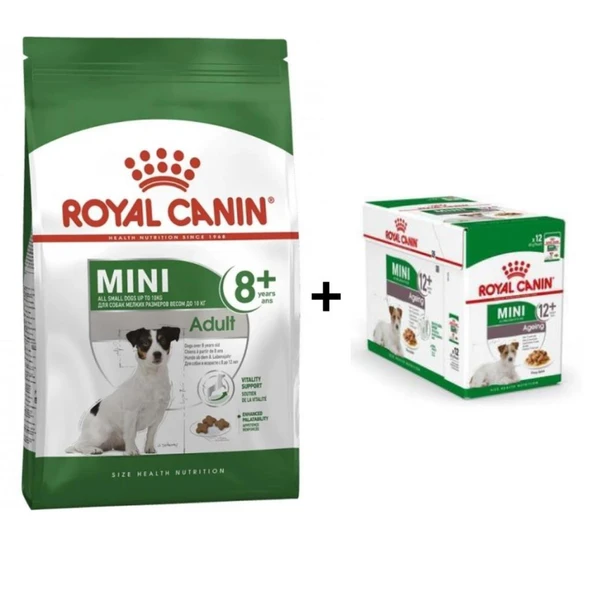 Royal Canin Mini Adult +8 Yaş Yaşlı Köpek Maması 2 kg + 12 Adet Yaş Mama ürün görseli 1
