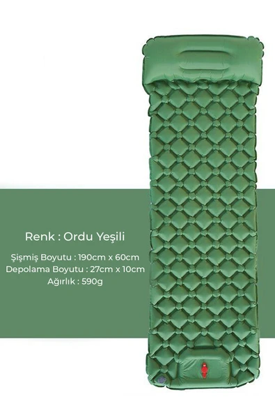 VANCKEY  Kamp matı, kendiliğinden ayakla şişen mat, yastık ve ayak presi pompalı, ürün görseli 1