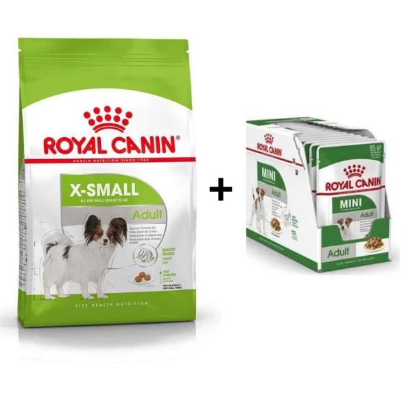 Royal Canin X-Small Küçük Irk Köpek Maması 3 Kg + 12 Adet Yaş Mama ürün görseli 1
