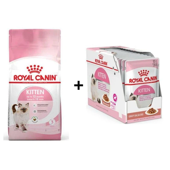 Royal Canin Kitten Yavru Kuru Kedi Maması 10 Kg + 12 Adet Royal Canin Kitten Instinctive Gravy Yaş Kedi Maması 85 gr ürün görseli 1