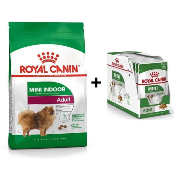 Royal Canin Mini İndoor Adult Köpek Maması 1,5 kg + 12 Adet Yaş Mama ürün görseli 1