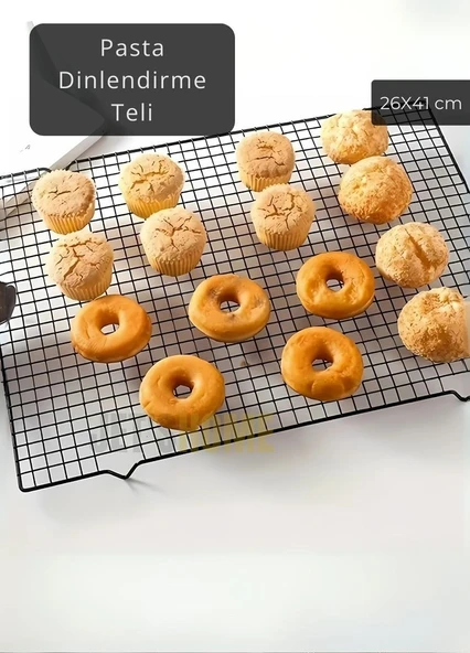 Küçük Boy Pasta Soğutma Dinlendirme Teli Ekmek Kek Kurabiye Soğutma Teli Glaso Teli 41x26 cm ürün görseli 1