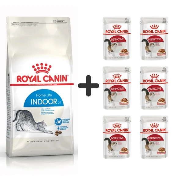 Royal Canin İndoor 27 Kuru Kedi Maması 2 Kg + 6 Adet Yaş Mama ürün görseli 1