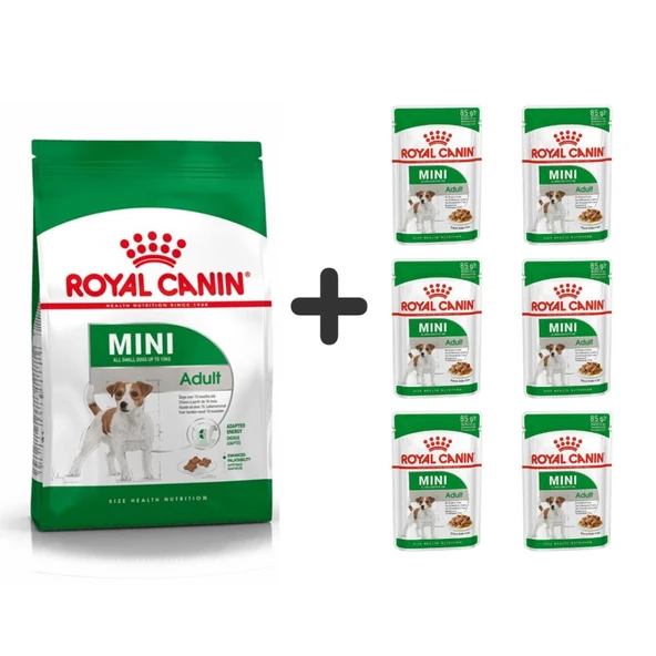 Royal Canin Mini Adult Köpek Maması 4 kg + 6 Adet Yaş Mama ürün görseli 1