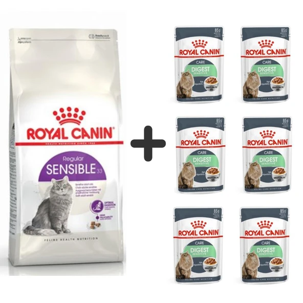 Royal Canin Sensible 33 Kuru Kedi Maması 4 kg + 6 Adet Yaş Mama ürün görseli 1
