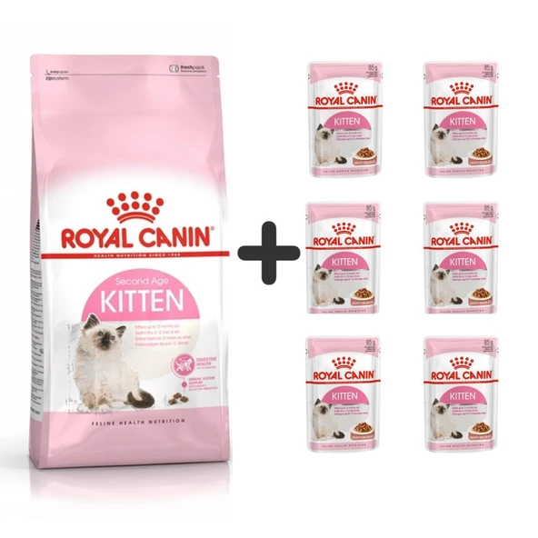 Royal Canin Kitten Yavru Kuru Kedi Maması 4 Kg + 6 Adet Yaş Mama ürün görseli 1