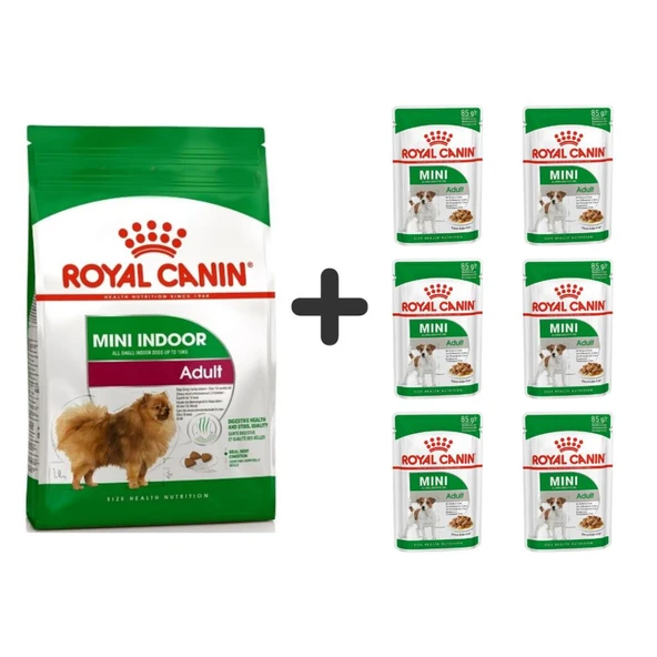 Royal Canin Mini İndoor Adult Köpek Maması 1,5 kg + 6 Adet Yaş Mama ürün görseli 1
