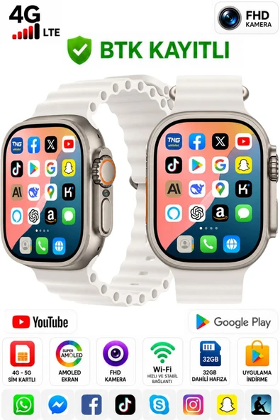 Watch One Ultra 4G SIM Kartlı Android Akıllı Saat Kameralı GPS WiFi YouTube Destekli Çocuk-Yetişkin ürün görseli 1