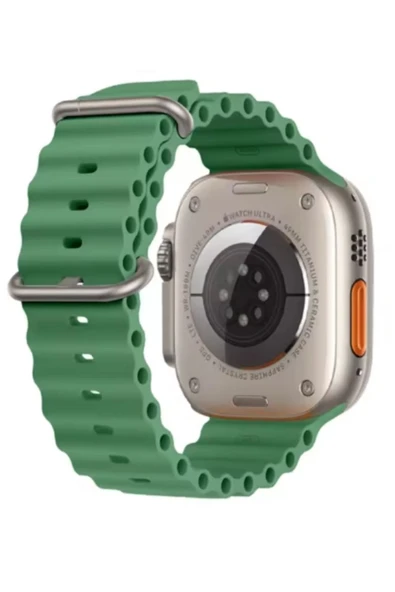 Ocean Loop Yeşil Silikon Kordon 42,44,45,49mm Apple Watch Uyumlu 7,8,9,10,ultra Akıllı Saat Kordonu ürün görseli 1