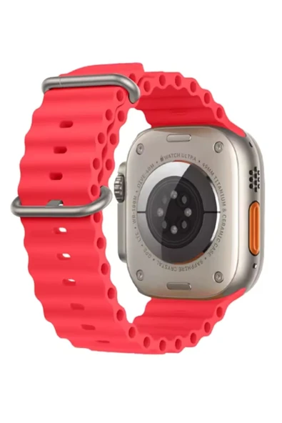 Ocean Loop Kırmızı Silikon Kordon 42,44,45,49mm Apple Watch Uyumlu 7,8,9,10,ultra Akıllı Saat Kordon ürün görseli 1