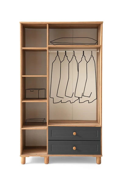 FİNİKE MDF 3 KAPILI DOLAP - ANTRASİT - Resim 2