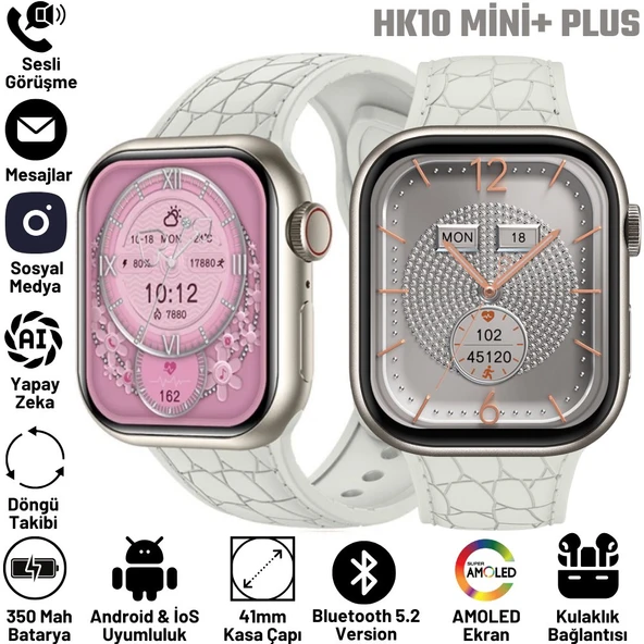 Watch HK 10 + Mini Plus Uzay Gri AMOLED Ekranlı Akıllı Saat 41mm, 2GB Depolama, iPhone & Huawei Uyumlu 8,9,10 ürün görseli 1