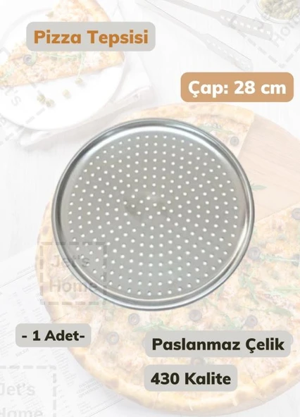 Çelik Pizza Tepsisi 28 cm Paslanmaz Çelik Tepsi ürün görseli 1