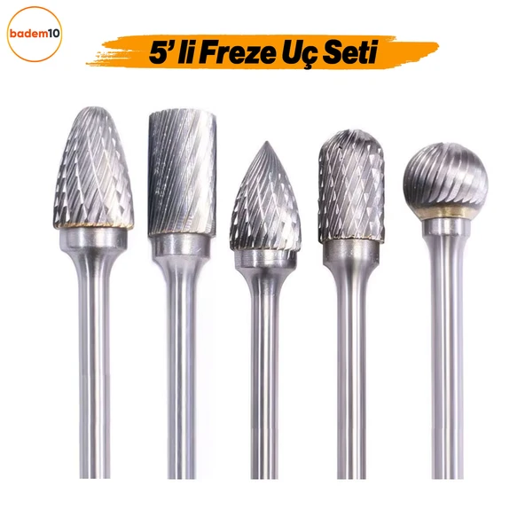 Freze Uç Törpü Kalıpçı Metal Demir Ahşap Plastik Taş Oyma Makinesi Ucu 5'li Uç Seti Matkap Uyumlu ürün görseli 1