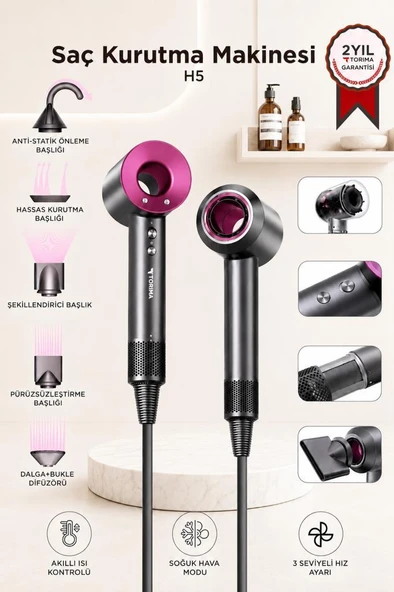 Saç Kurutma Makinesi Güçlü Saç Şekillendirici H5 Pembe ürün görseli 1
