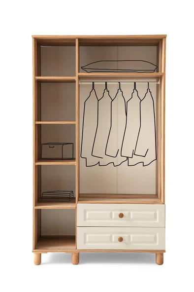 FİNİKE MDF 3 KAPILI DOLAP - KREM - Resim 3