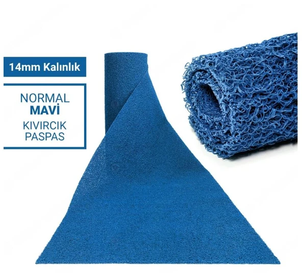 100X350CM MAVİ KIVIRCIK PASPAS-HALI KAYMAZ YOLLUK LİDYA 14MM ürün görseli 1