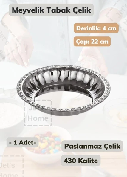 Çelik Meyvelik Tabak 22 cm Paslanmaz Çelik Tabak ürün görseli 1